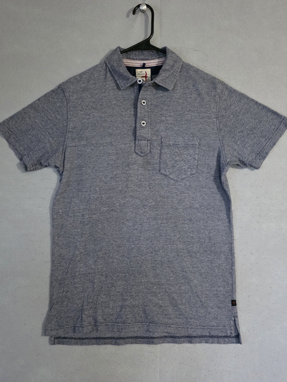 Relwen Mens Navy / White Fineline Jersey Polo Size Medium